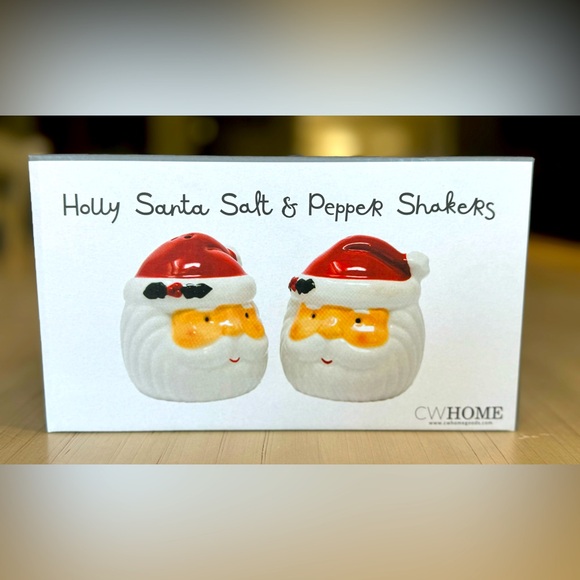 CW Home Other - NIB - CW Home - Set of 2 Holly Santa Salt & Pepper Shakers